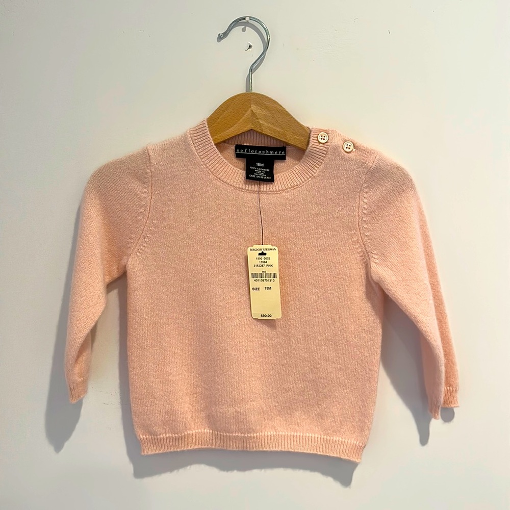 NWT 100% Cashmere Pink Sweater- Bergdorf Goodman (sz 18mo)